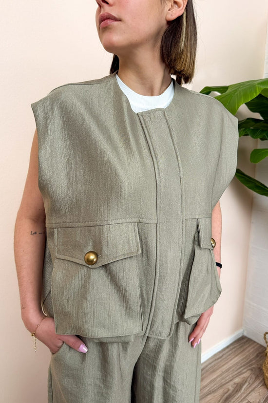 Gilet con bottoni - FANGO