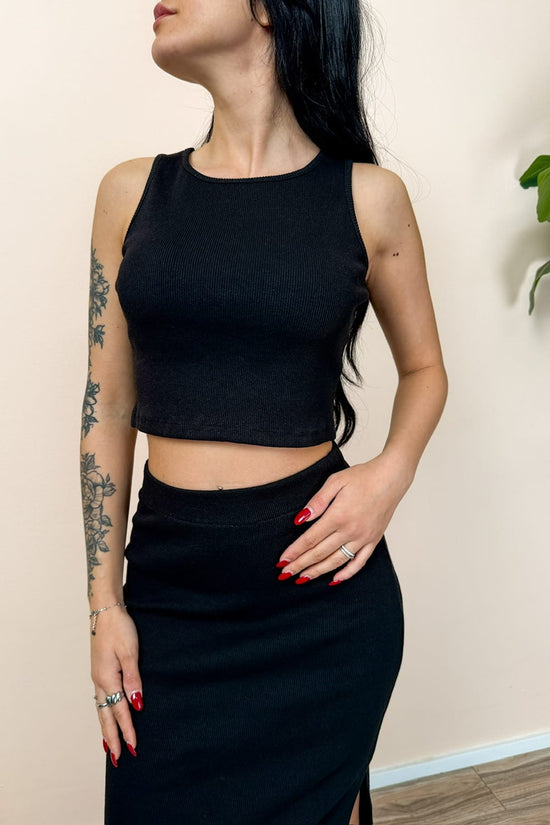 Top crop costina - NERO