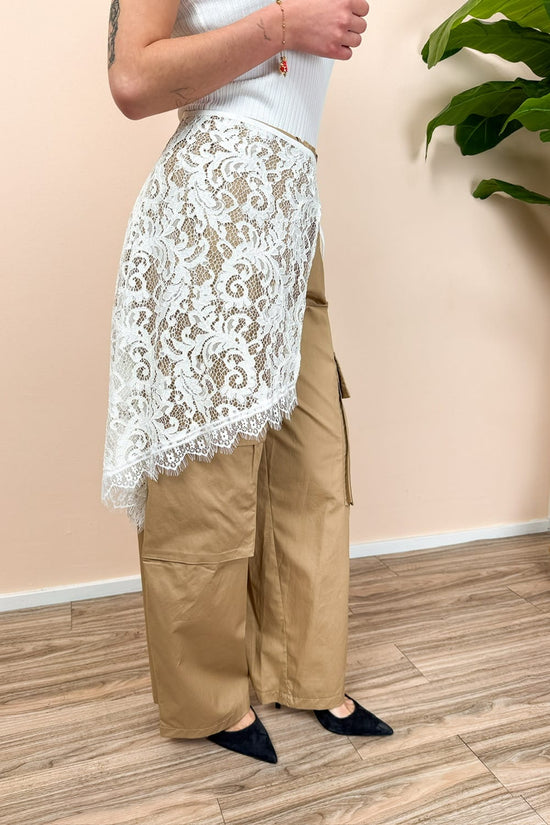 Pantalone cargo c/bandana pizzo - BEIGE