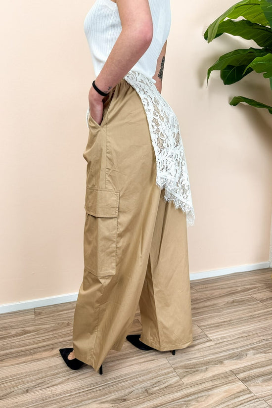Pantalone cargo c/bandana pizzo - BEIGE