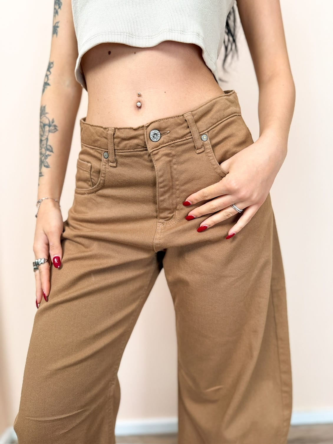 Pantalone barrel - CAMELLO