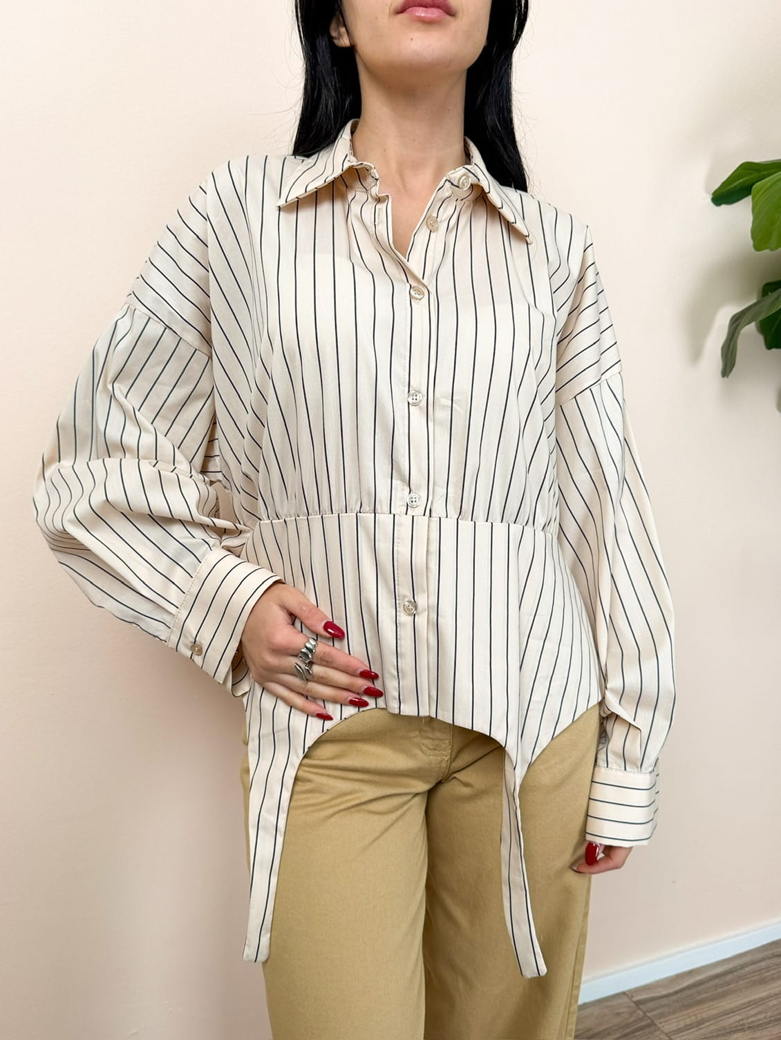 Camicia righe - BEIGE