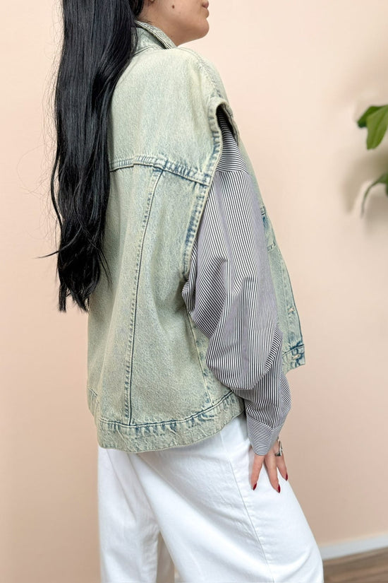 Giubbino smanicato in jeans - LIGHT BLUE