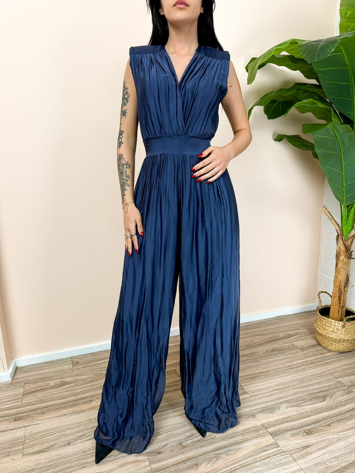 Tuta smanicata spalline - BLU