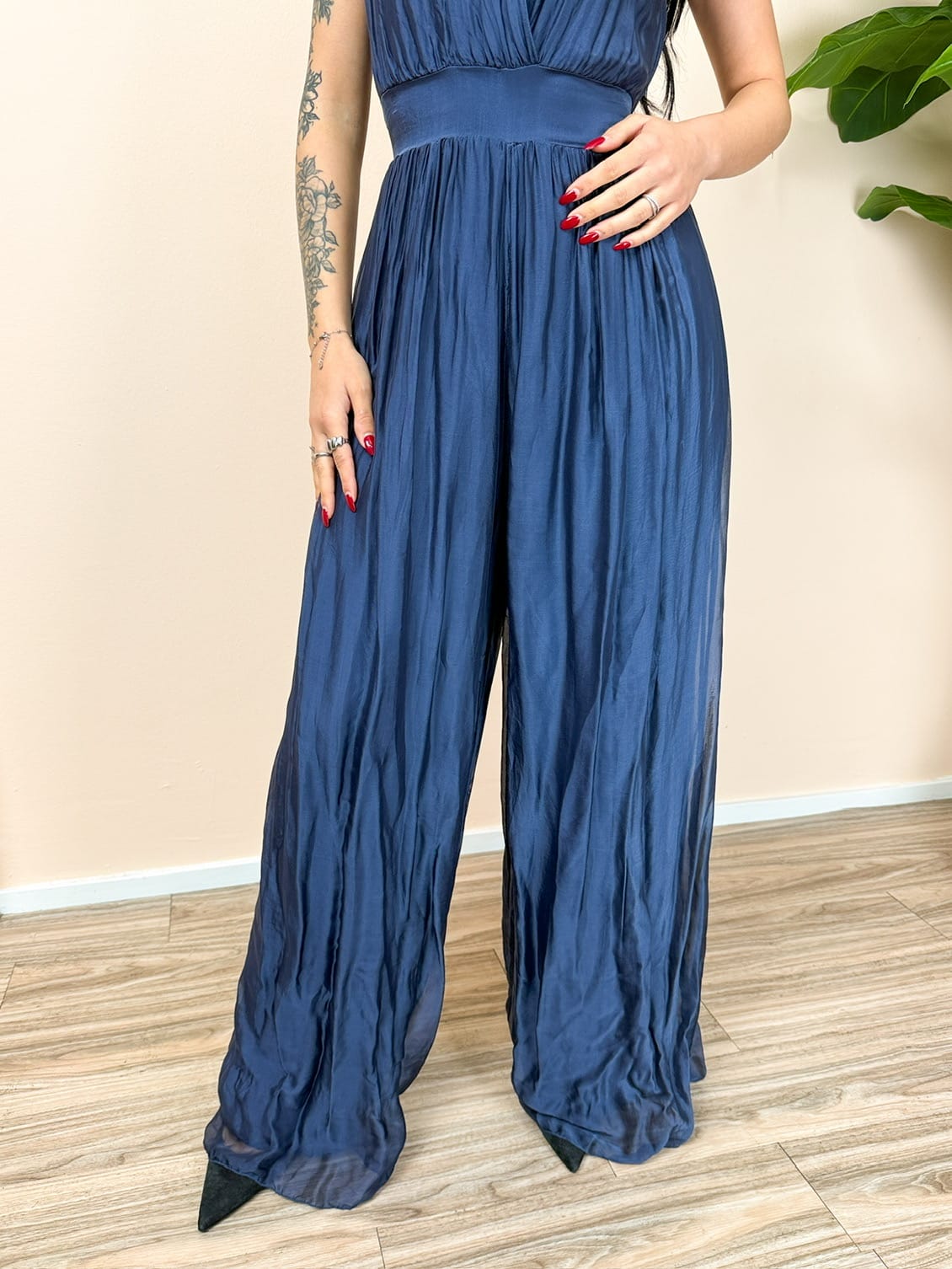 Tuta smanicata spalline - BLU