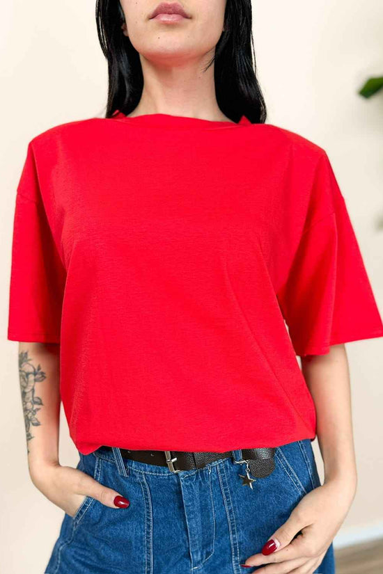 Maglia in cotone c/spalline - ROSSO