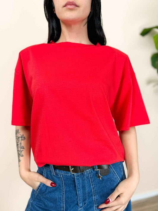 Maglia in cotone c/spalline - ROSSO