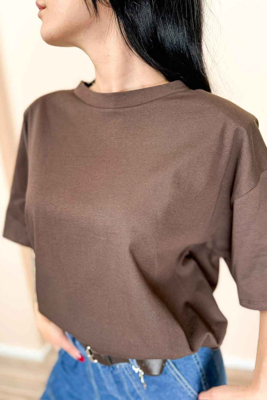 Maglia in cotone c/spalline - MORO