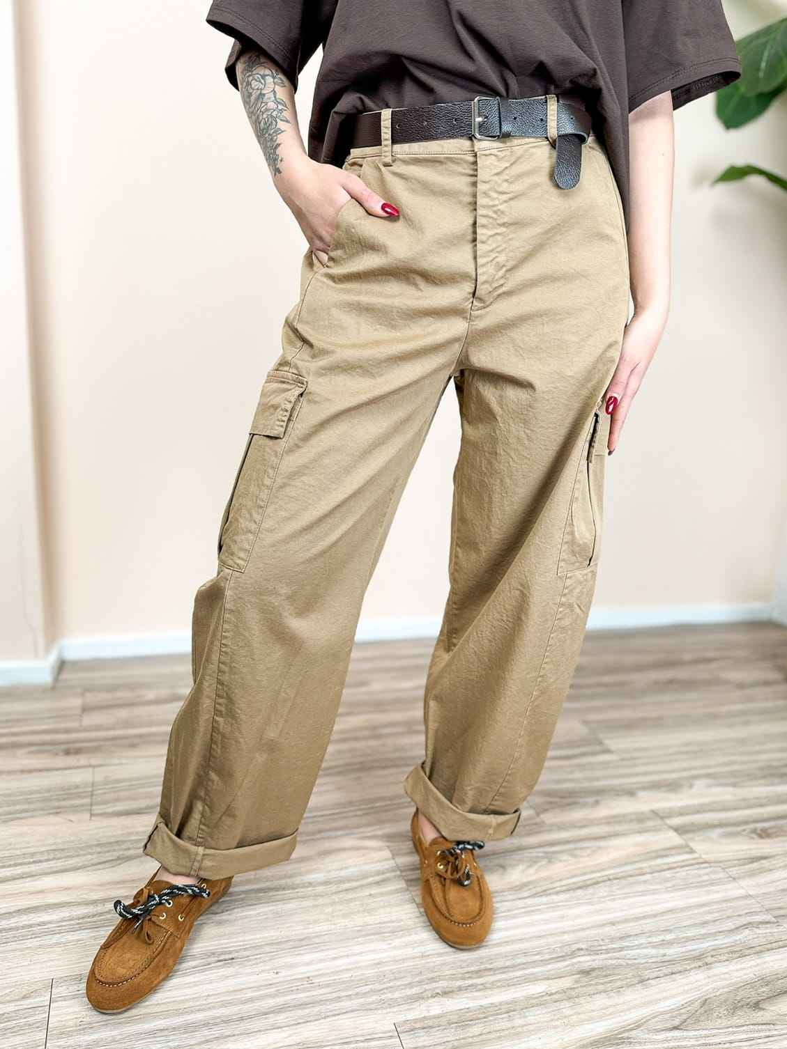 Pantalone con tasconi - BEIGE