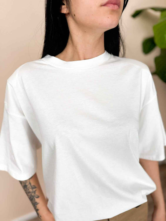 Maglia in cotone c/spalline - LATTE