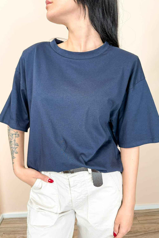 Maglia in cotone c/spalline - BLU