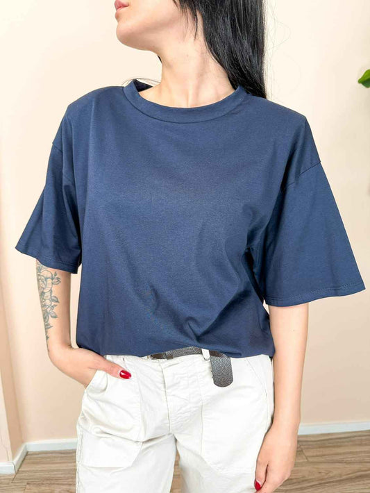 Maglia in cotone c/spalline - BLU