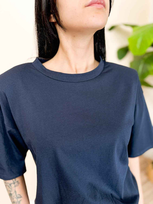 Maglia in cotone c/spalline - BLU