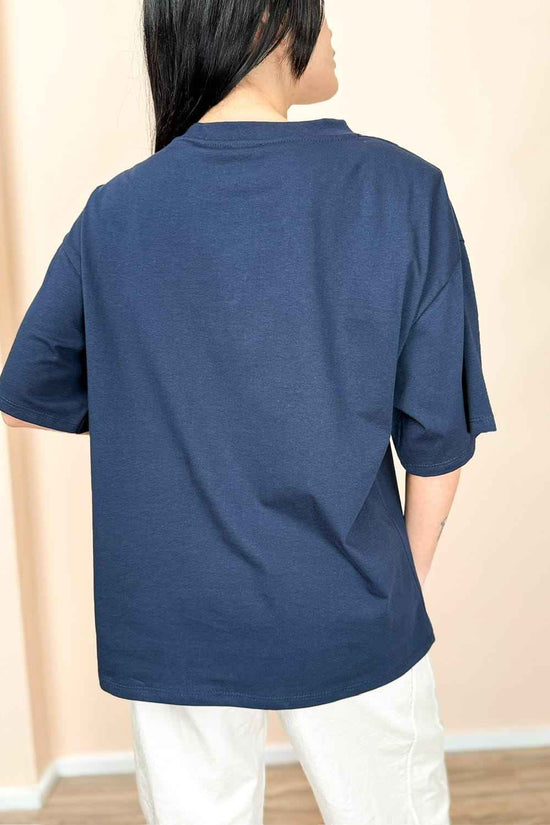 Maglia in cotone c/spalline - BLU