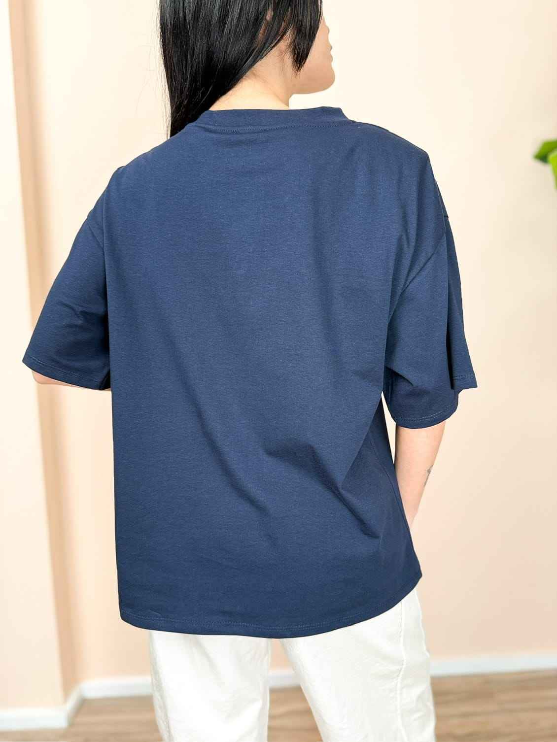 Maglia in cotone c/spalline - BLU