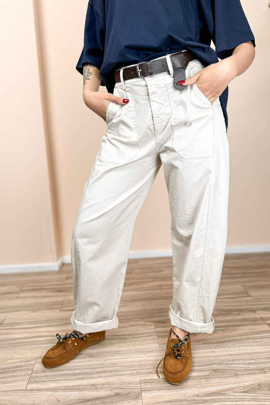 Pantalone ovetto in cotone - SABBIA