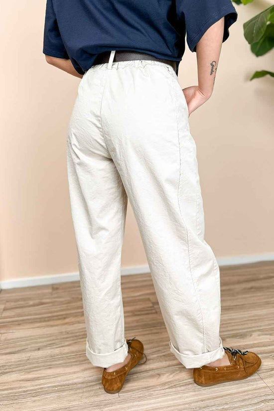 Pantalone ovetto in cotone - SABBIA