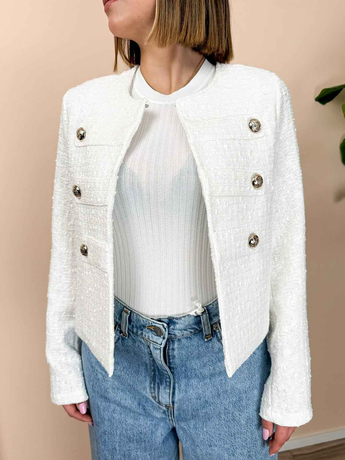 Giacca boucle - BIANCO