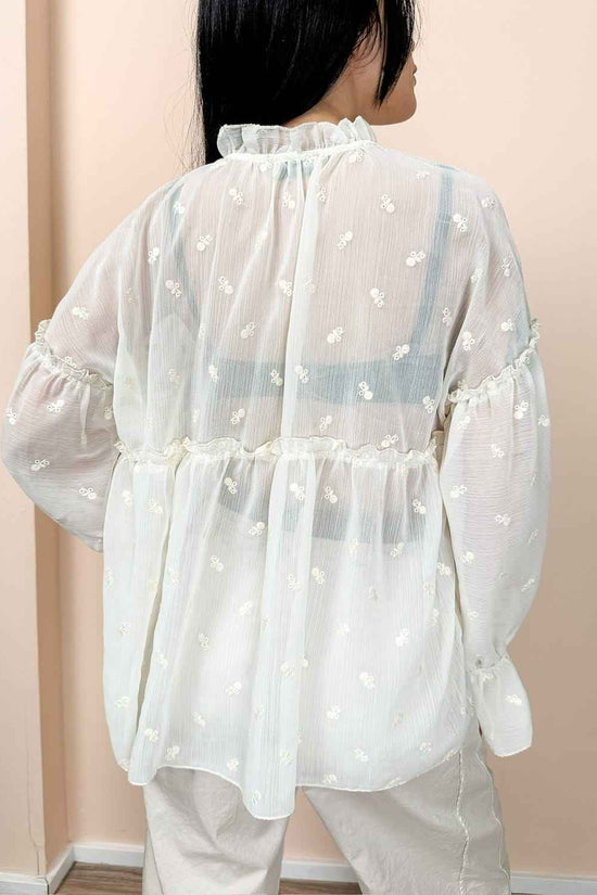 Camicia ricamata - PANNA