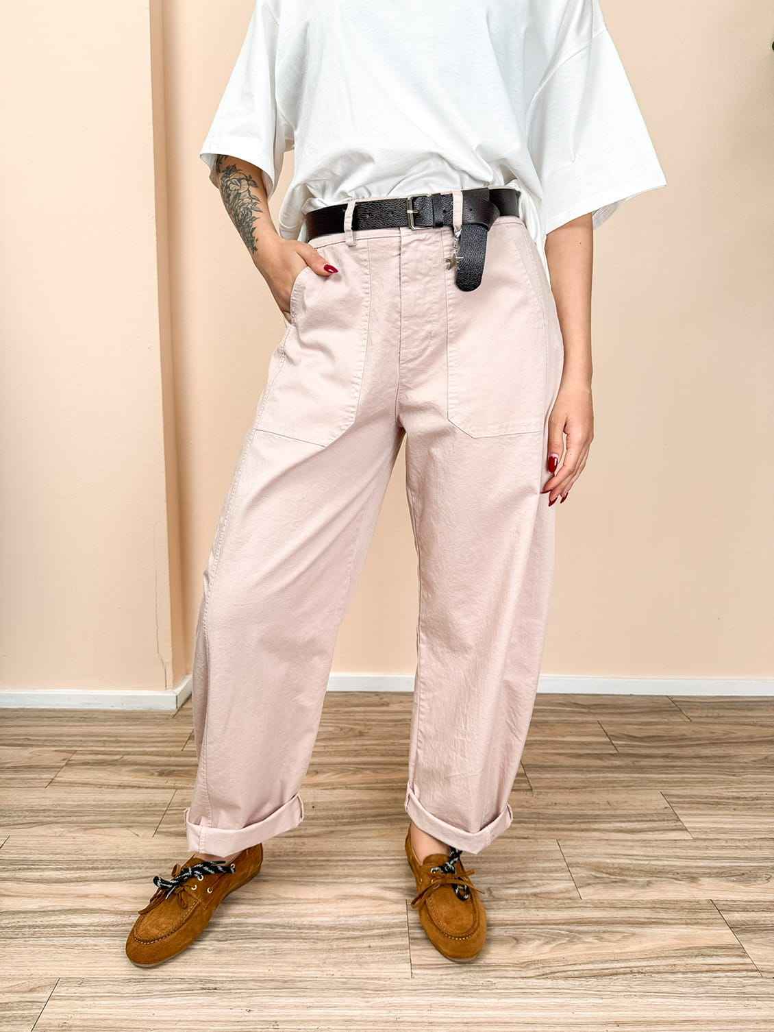 Pantalone ovetto in cotone - ROSA