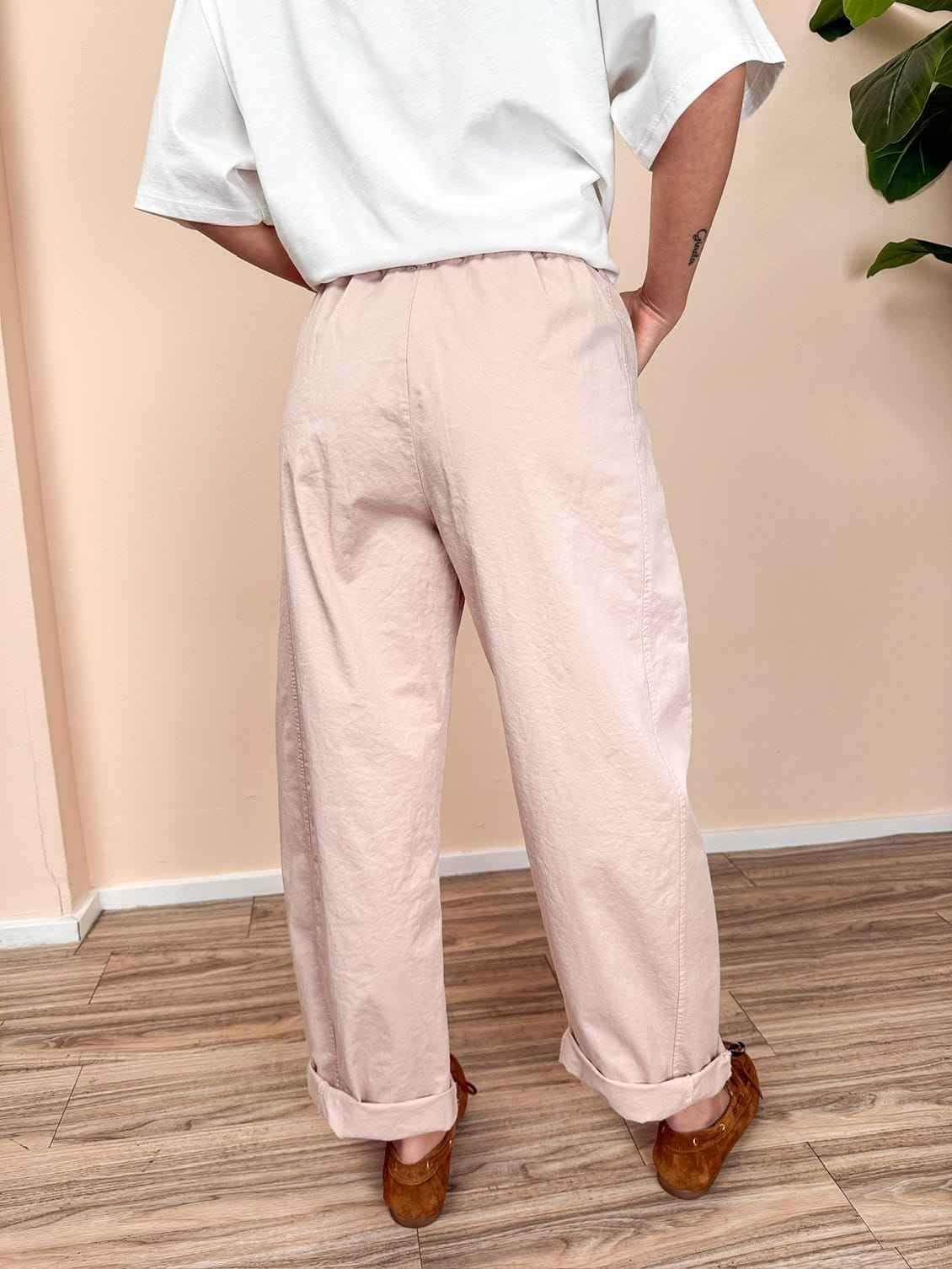Pantalone ovetto in cotone - ROSA