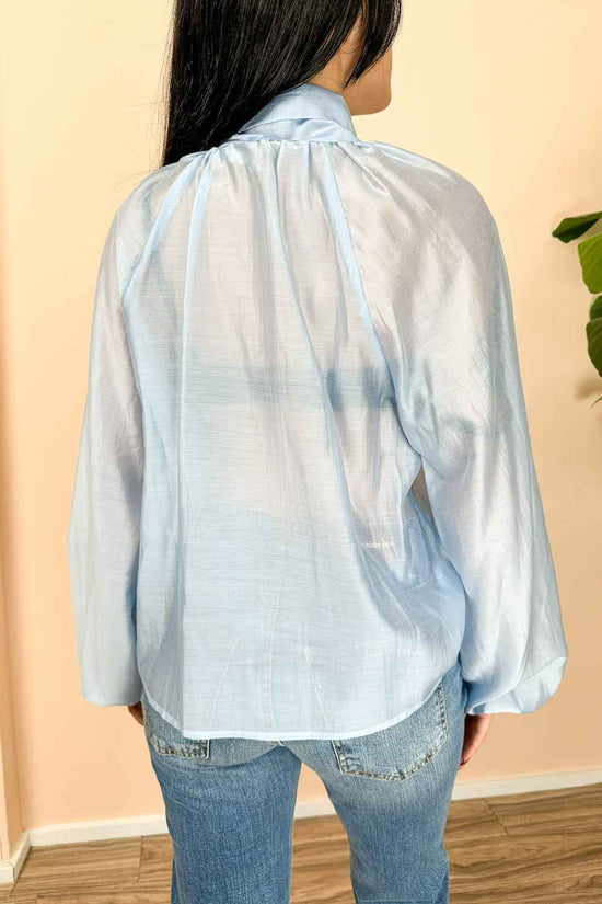 Camicia con fiocco - CELESTE