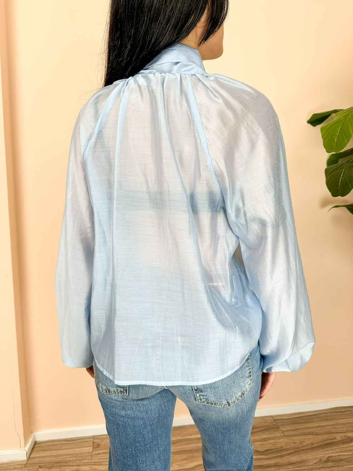 Camicia con fiocco - CELESTE