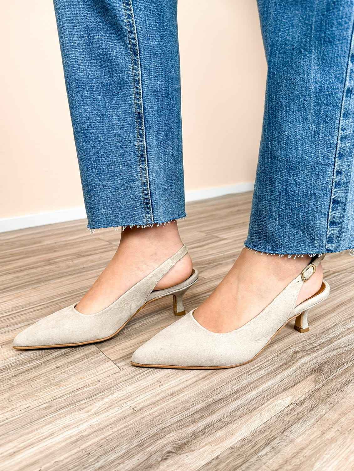 Slingback in camoscio tacco mini - MOUSSE