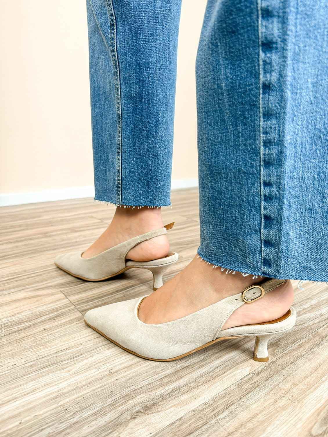 Slingback in camoscio tacco mini - MOUSSE