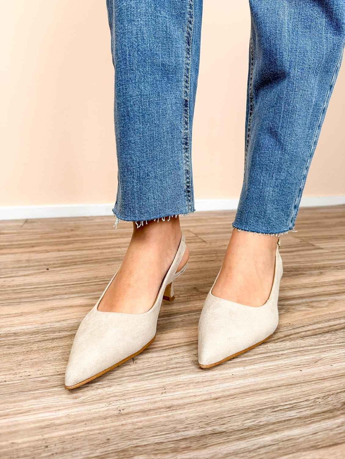 Slingback in camoscio tacco mini - MOUSSE