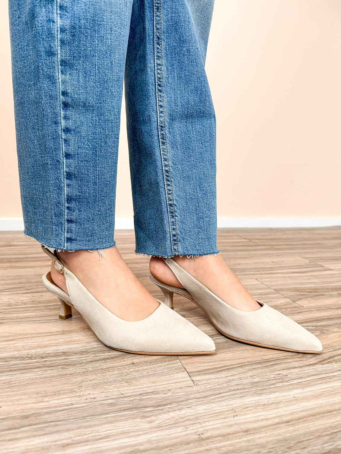 Slingback in camoscio tacco mini - MOUSSE