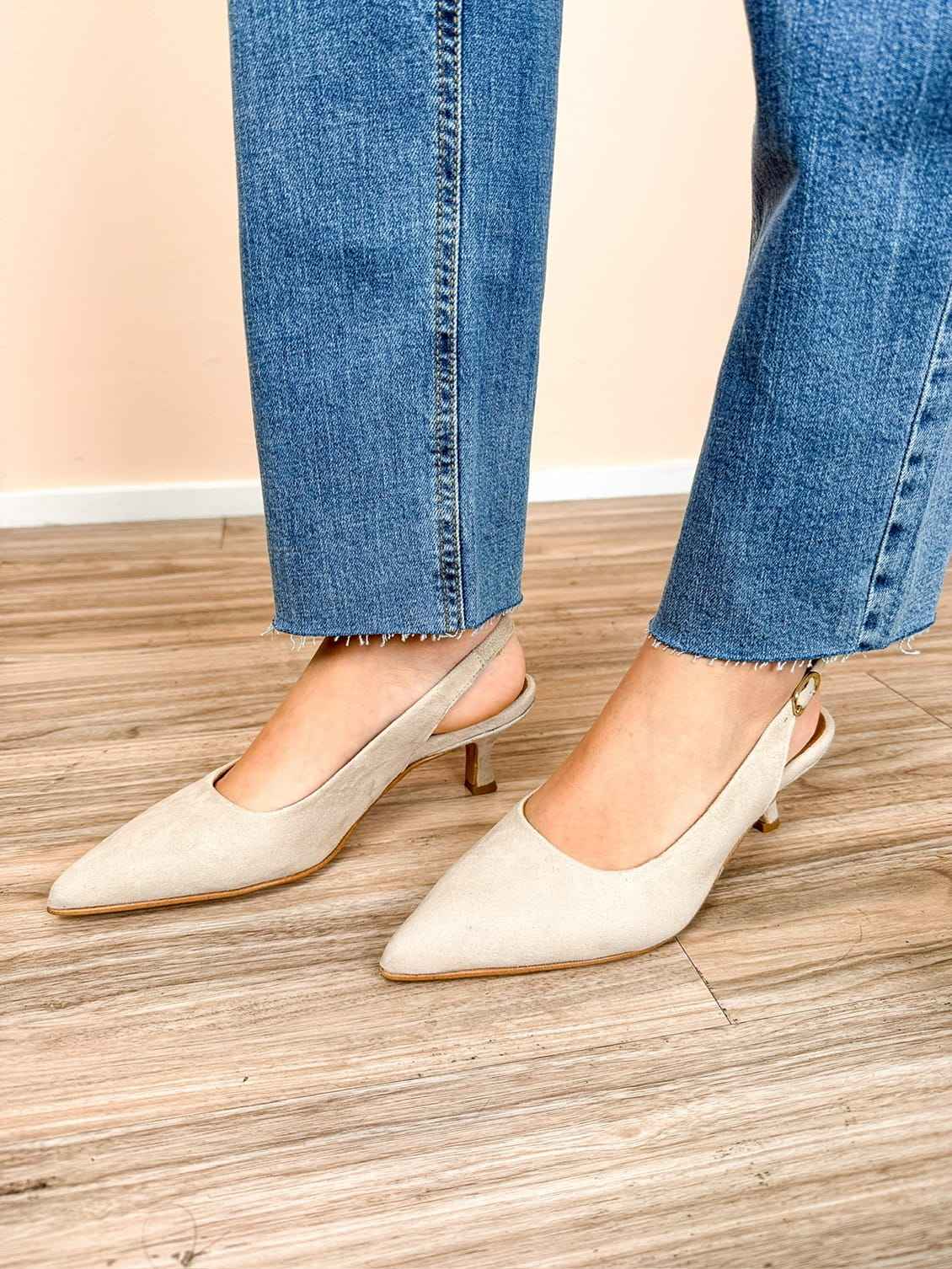 Slingback in camoscio tacco mini - MOUSSE