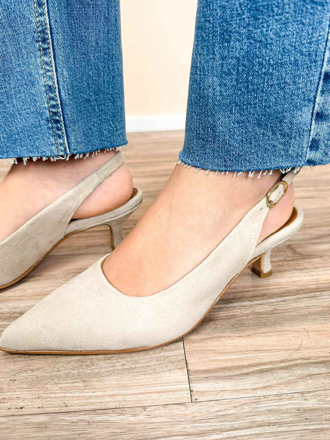 Slingback in camoscio tacco mini - MOUSSE