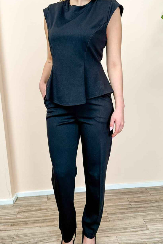 Pantalone sigaretta punto milano - NERO
