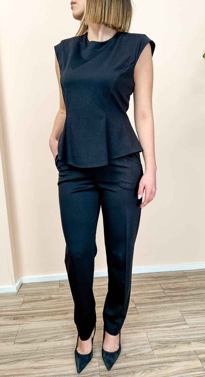 Pantalone sigaretta punto milano - NERO