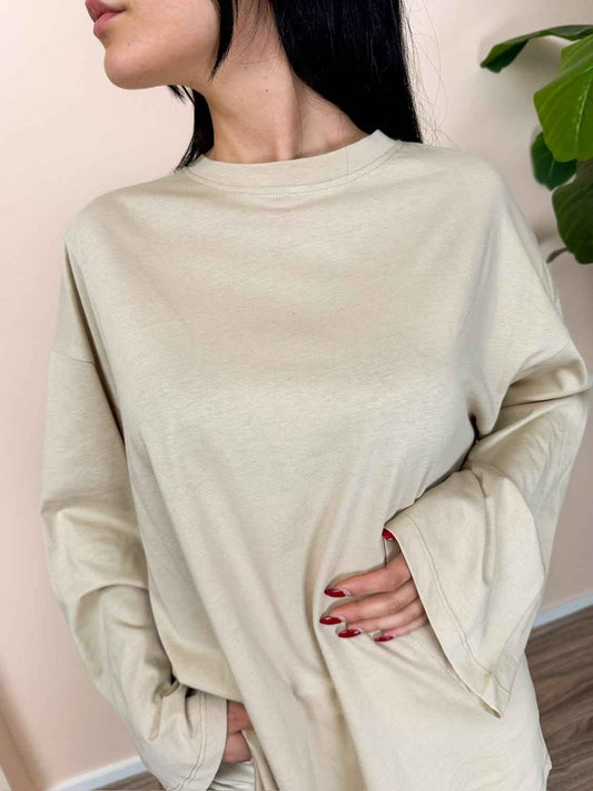 Maglia over m/lunga - BEIGE