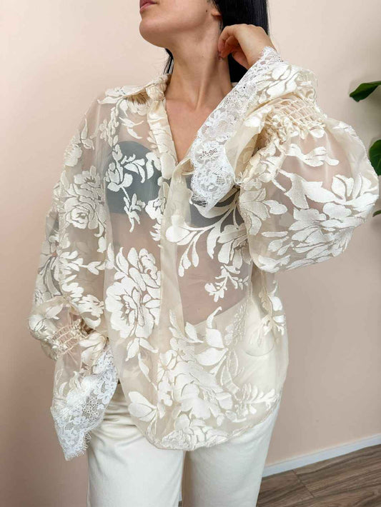 Camicia ricamata - BURRO