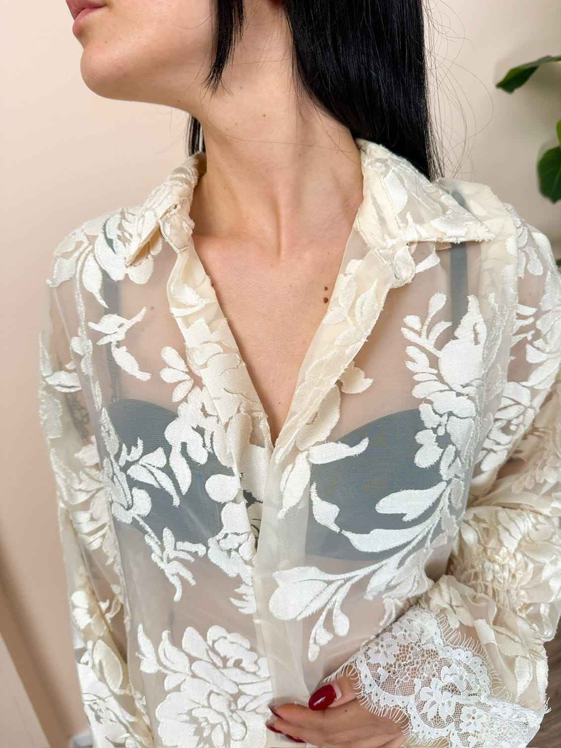 Camicia ricamata - BURRO