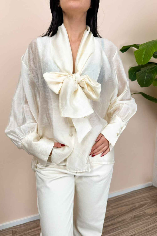 Blusa con fiocco - AVORIO