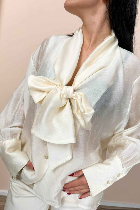 Blusa con fiocco - AVORIO