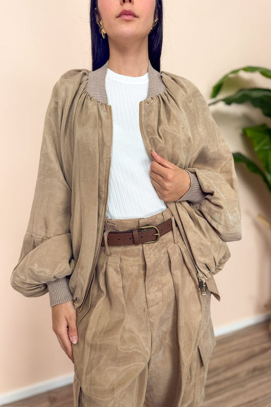 Pantalone in cupro - BEIGE