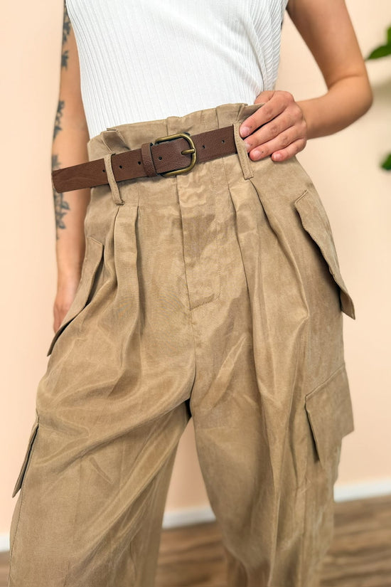 Pantalone in cupro - BEIGE