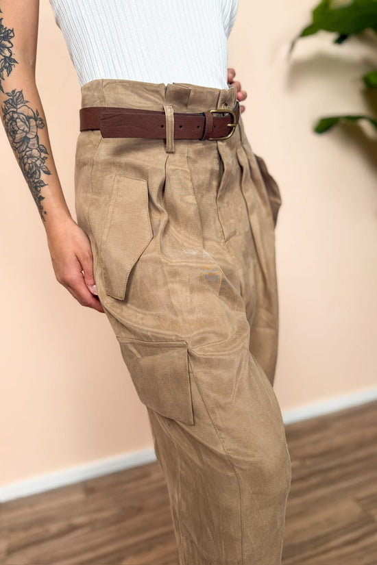 Pantalone in cupro - BEIGE