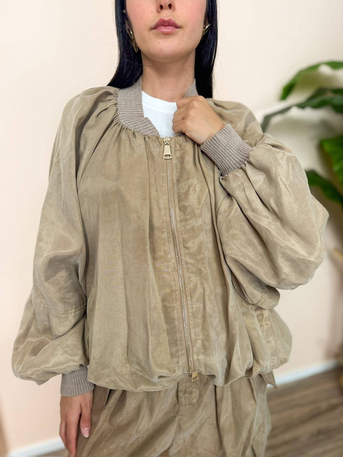 Bomber in cupro - BEIGE