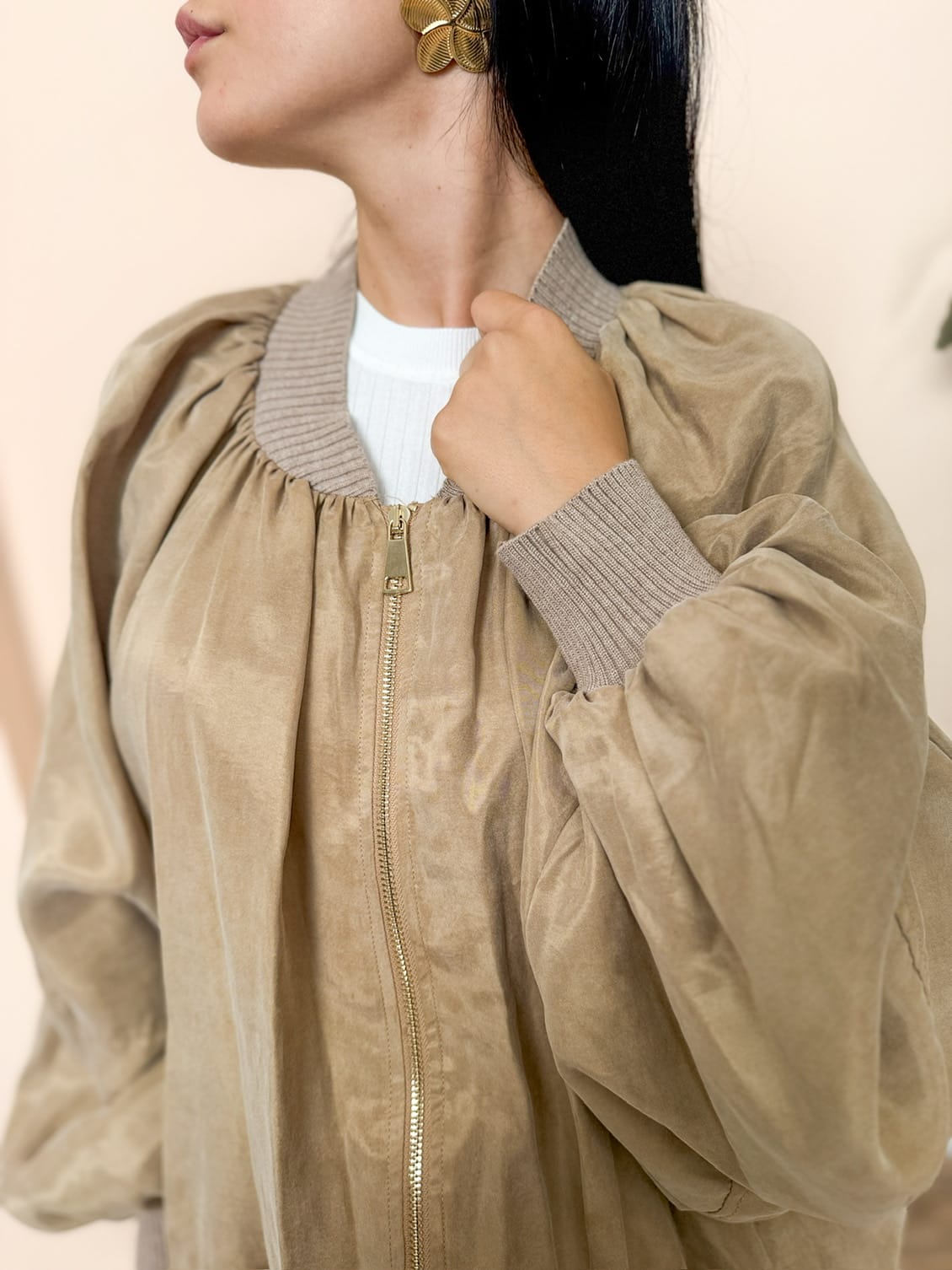 Bomber in cupro - BEIGE