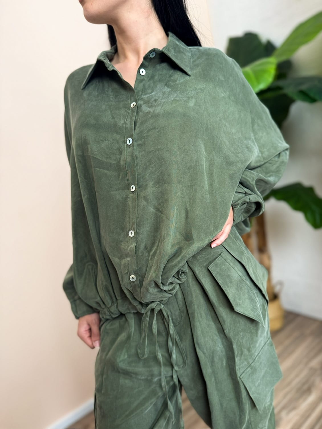 Camicia in cupro - MILITARE