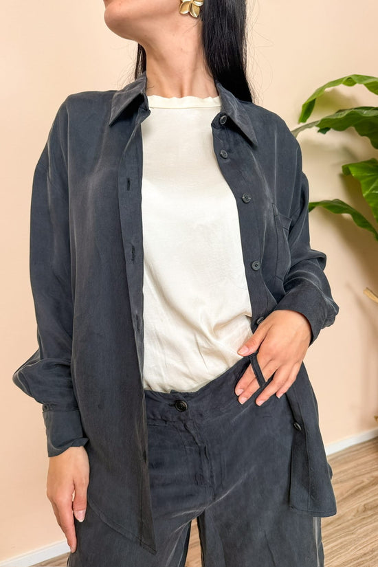 Camicia in cupro - NERO