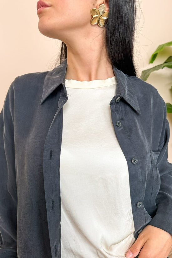 Camicia in cupro - NERO