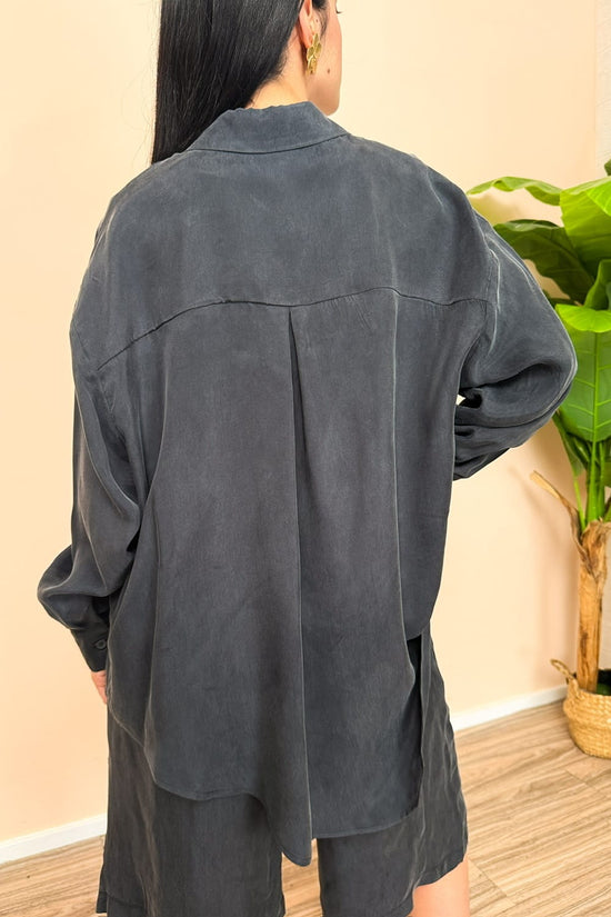 Camicia in cupro - NERO
