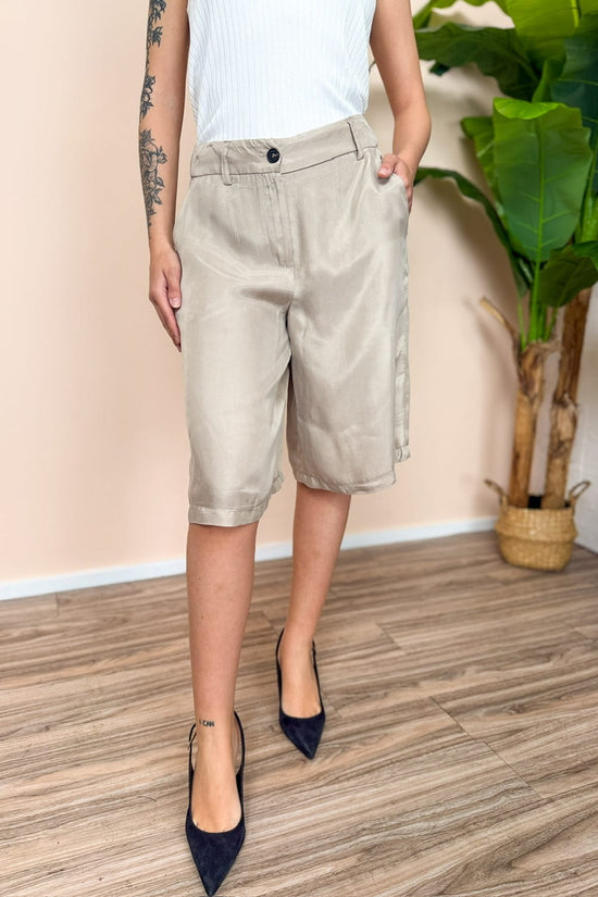 Bermuda in cupro - BEIGE